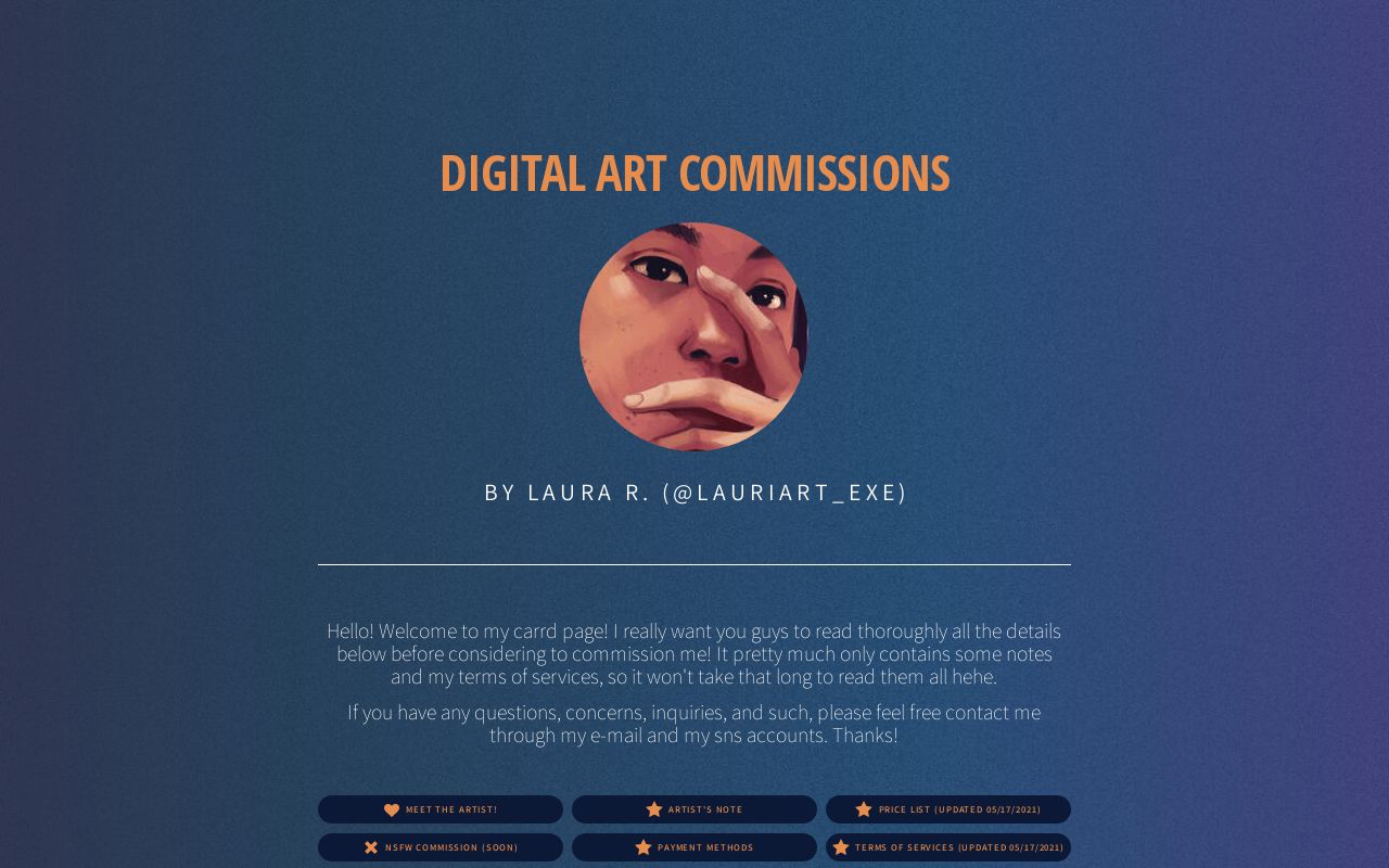 DIGITAL ART COMMISSIONS BY LAURA R.
